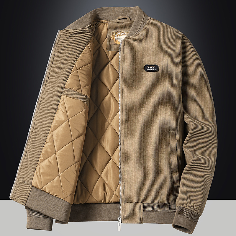 in stock winter men's corduroy cotton-padded coat baseball collar men's casual jacket cotton-padded jacket original
