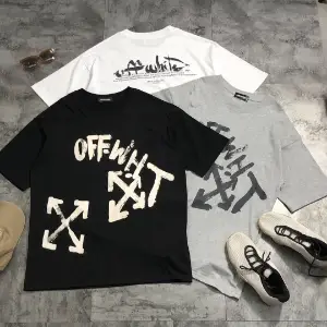 Ins Second Generation Paint Word Print Lower Body Covering Cover Pp Style Trendy Pure Cotton Short Sleeve T-shirt Arrow Base Tee