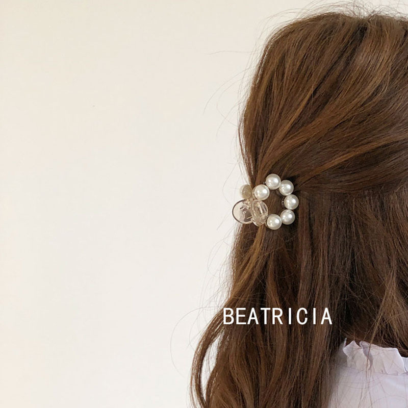 Pearl Hairpin Grabber Korean Clip One-Word Top Clip Simple Elegant Versatile Pearl Small Grabber Hairpin