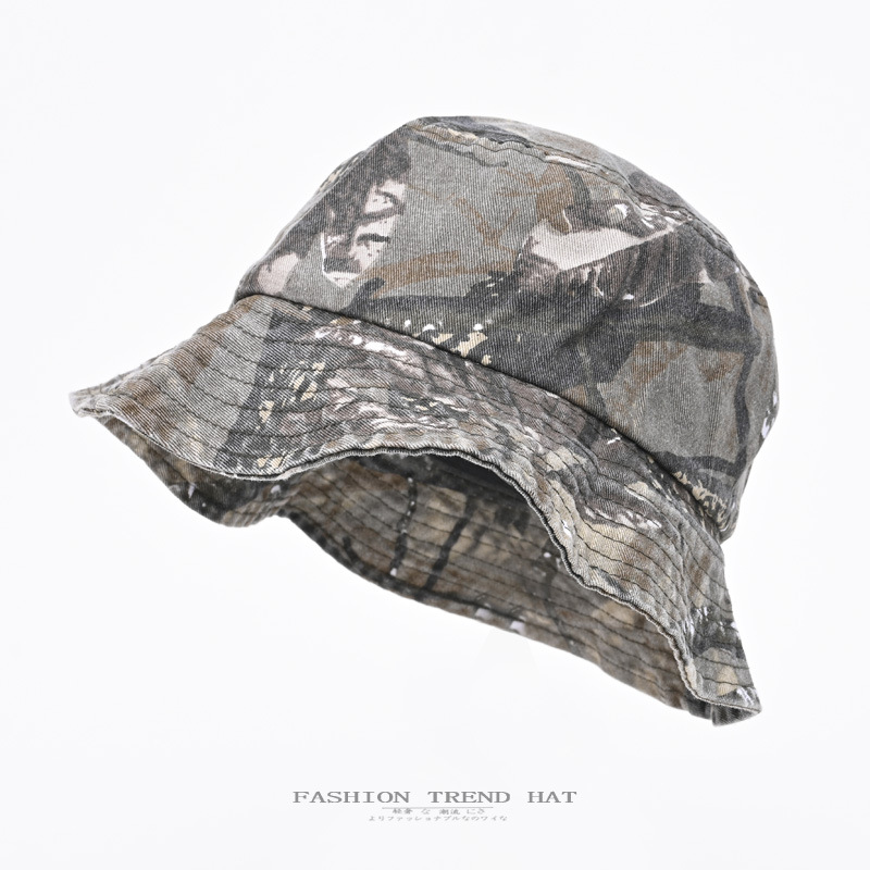 Camouflage fisherman hat men's and women's spring and autumn outdoor mountain climbing sunscreen hat youth travel Denim wash cotton basin hat