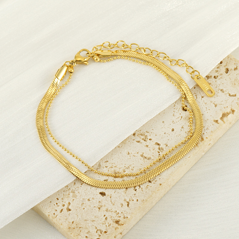 European and American fashion French new titanium steel anklet women's 18K gold plated blade chain titanium steel foot decoration in stock factory wholesale