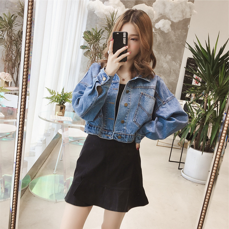 Spring and Autumn New Denim Jacket Female Student Korean Loose bf Short All-match Slim-fit Harajuku Style Women's Trendy Top