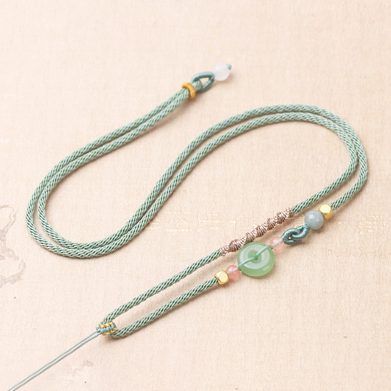 High-grade necklace rope hand-woven jade pendant lanyard jade pendant jade pendant jade Buddha green safe buckle men's and women's neck rope