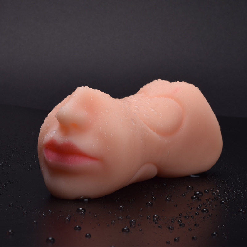 Manual Cup Can Be Inserted into Men's Inverted Film Aircraft Cup Double-Headed Device Double Hole with Mouth and Tongue Vaginal Buttocks Masturbation Device