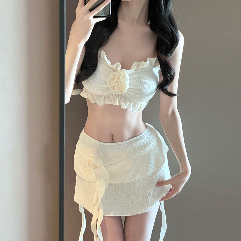 New Style Small Fragrance Split Skirt Three-Piece Bikini Swimsuit Female Sexy Hot Spring Water Tone 9183