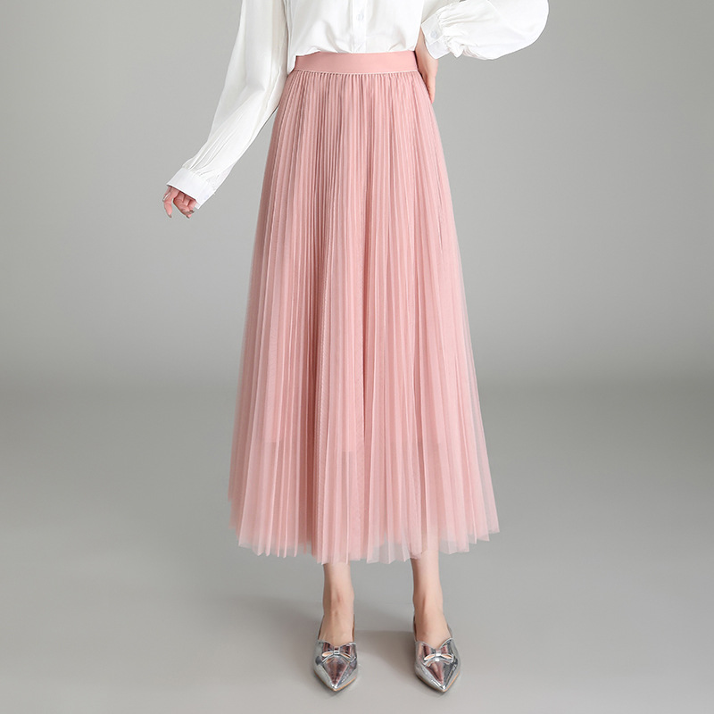 Fashionable and Stylish Women's Skirt, 2026 Spring New Model, Elastic Waist, Elegant and Graceful Women's Long Pleated Skirt