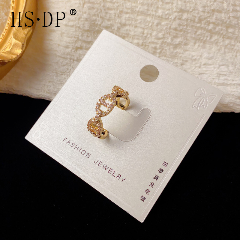 Exquisite, Fashionable, Versatile Full Diamond Pig Nose Open Ring, Elegant, Light Luxury, Simple, High-End Feel, Super Shiny Index Finger Ring Wholesale
