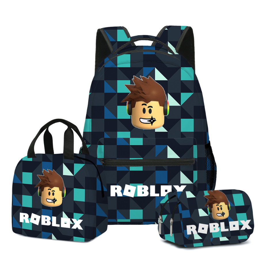 New ROBLOX Virtual World Girl Schoolbag Backpack Lunch Bag Double Pencil Case Three-piece Set