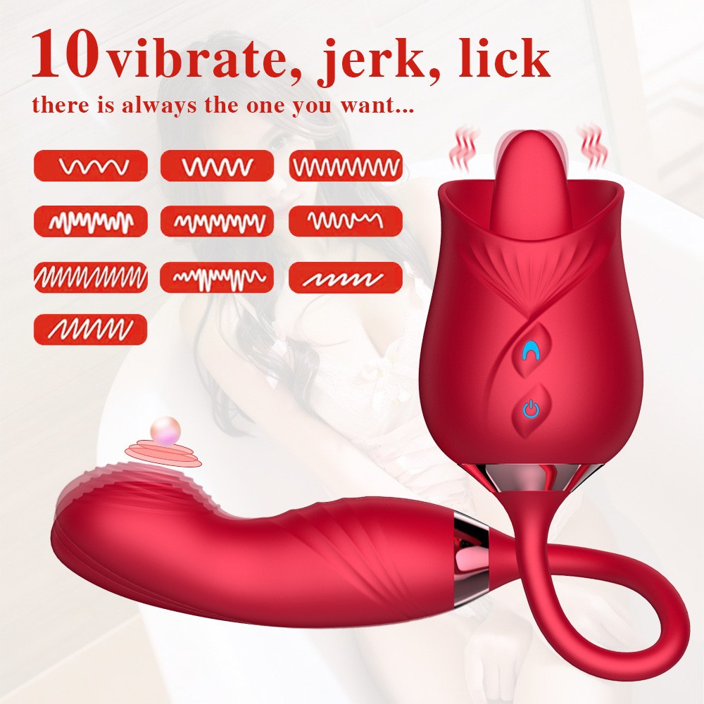 Rose  Manting Flower 5Th Generation Double-Headed Tongue Licking Masturbation Vibrating Egg Rose Series Sex Products Female Masturbation