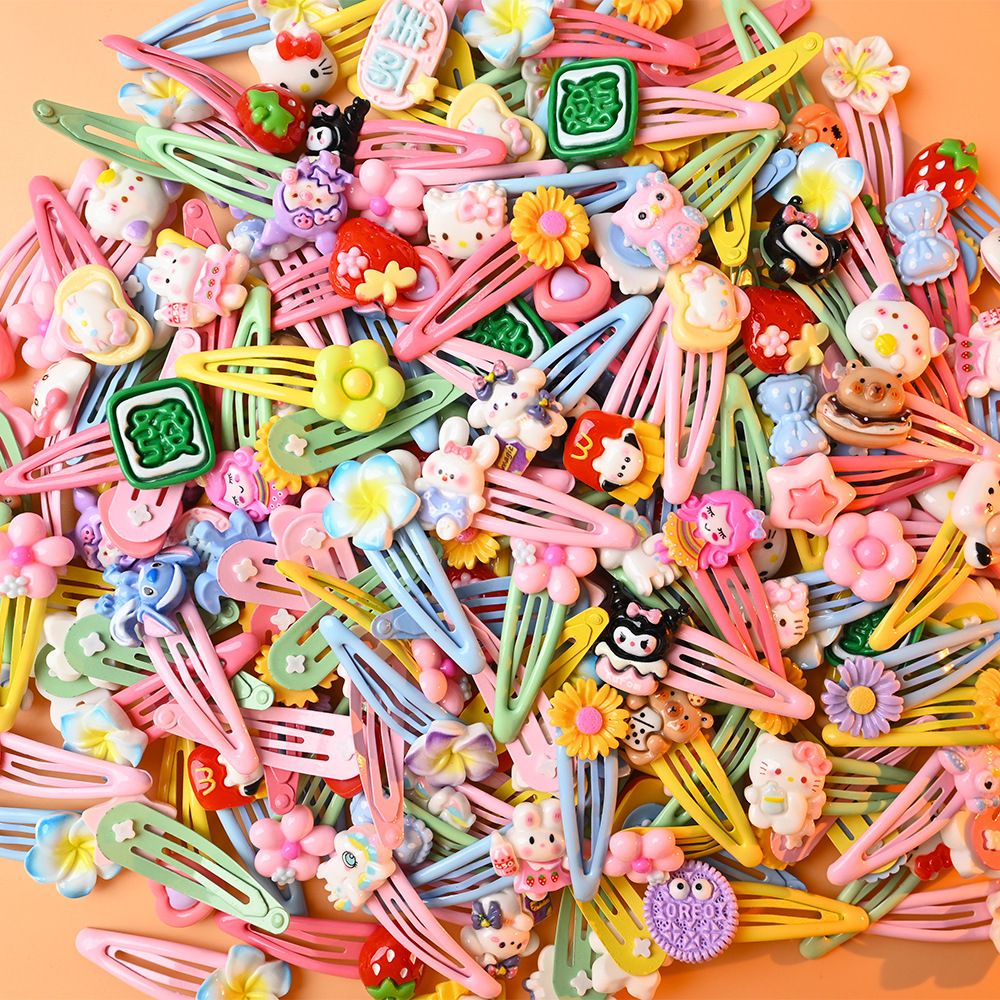 Popular Children's Super Cute Cartoon Hair Clips Tiktok Live DIY Side Clips Mixed Resin Hair Clips Hair Accessories Wholesale