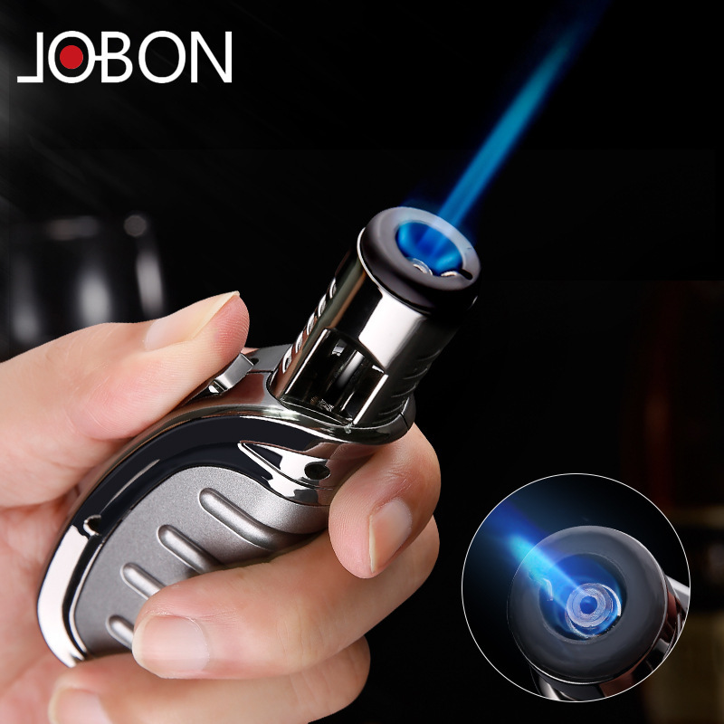Zhongbang Gas Lighter Inflatable Windproof Creative Metal Cigar Cigar Lighter Blue Flame Direct Moxibustion Lighter