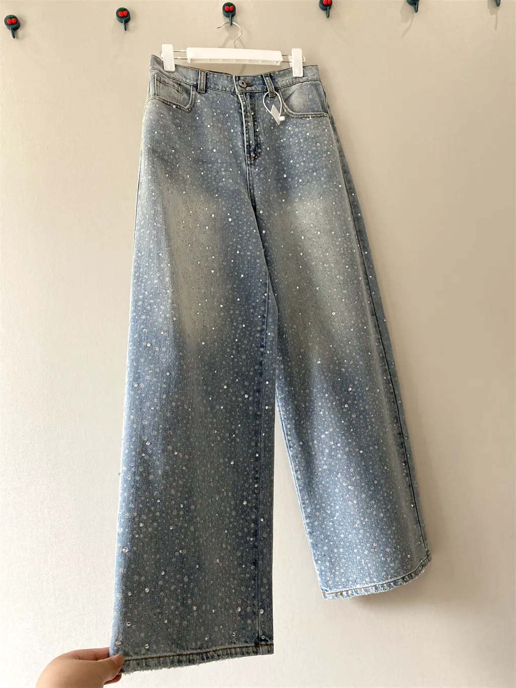 2025 New Jeans European and American Style Private Clothing A*Ne Super Difficult Hot Diamond Distressed Jeans Heavy Industry Style