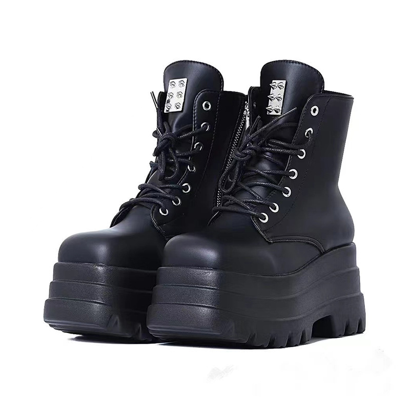 Demonia Thick-soled Boots New Dark Gothic Lace-up Wedge Boots Women's European and American Plus Size Knight Boots