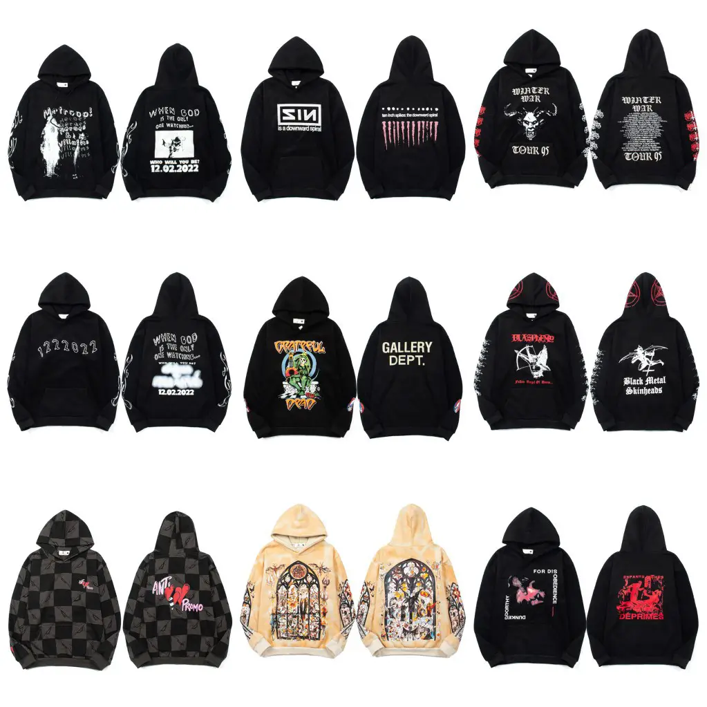 2025 Cross-Border American High Street Hip-Hop Street Simple Letter Print Casual Trendy Hooded Sweatshirt for Men and Women