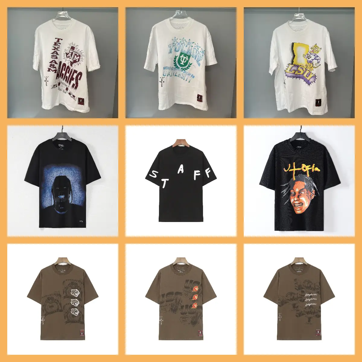 2024 spring and summer new T.S Utopia retro printing short-sleeved T-shirt men and women with the same paragraph a batch on behalf of hair