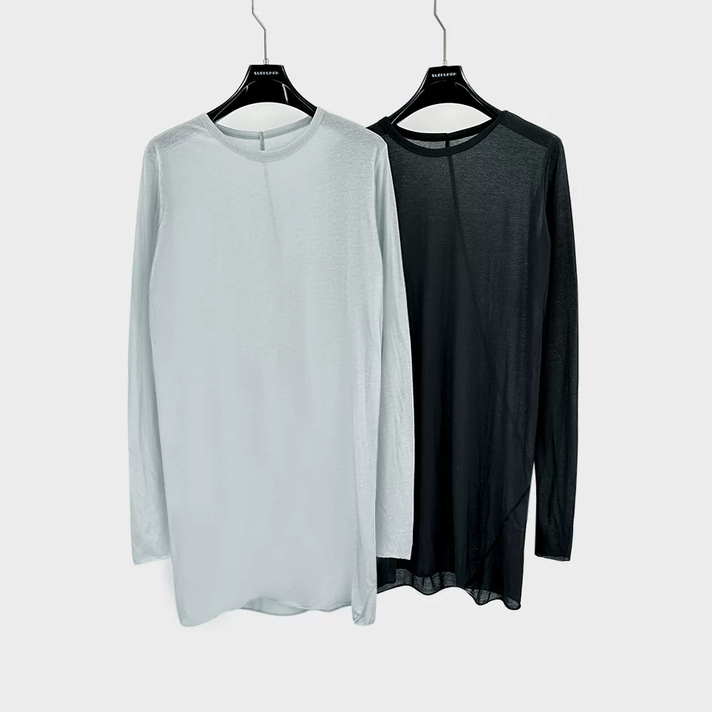 Dark RO style thin cotton unisex top long round neck pullover base shirt long sleeved T-shirt