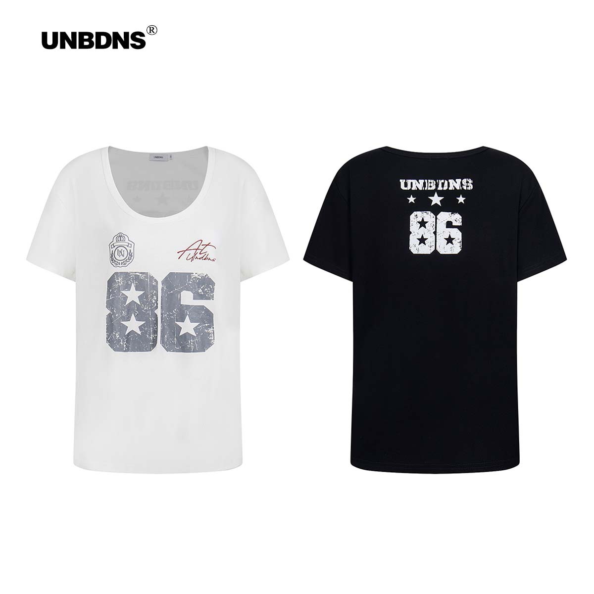 Unbdns American Hot Girl Printed V-Neck Short Sleeve T-Shirt for Women, New Summer Style with Wide Neckline and Slimming Off-Shoulder Top