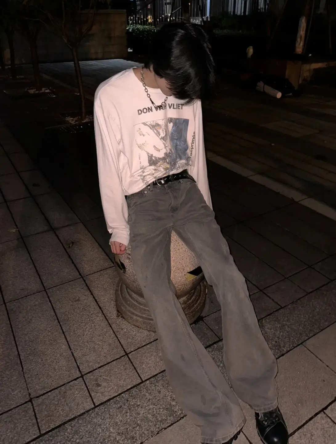 The Strongest Erd Melancholic Rich Second Generation Smurfs 19Fw Artist Co-Branded Boxy White Print Long sleeves