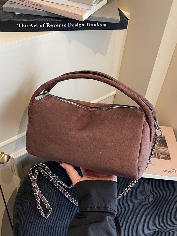 Textured Solid Color Suede Pillow Bag 2026 New Versatile Retro Chain Shoulder Bag Niche Crossbody Bag Trendy