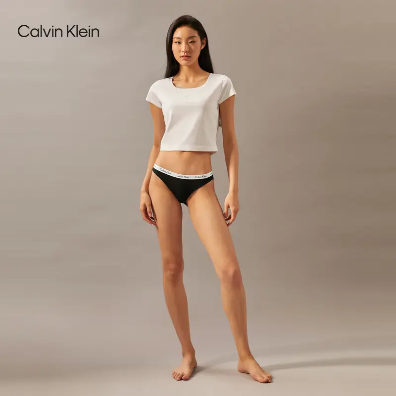 Ck Intimates Women's Three Pack Plaid Cotton High Elastic Rib pure color Bikini Briefs Qp3266O