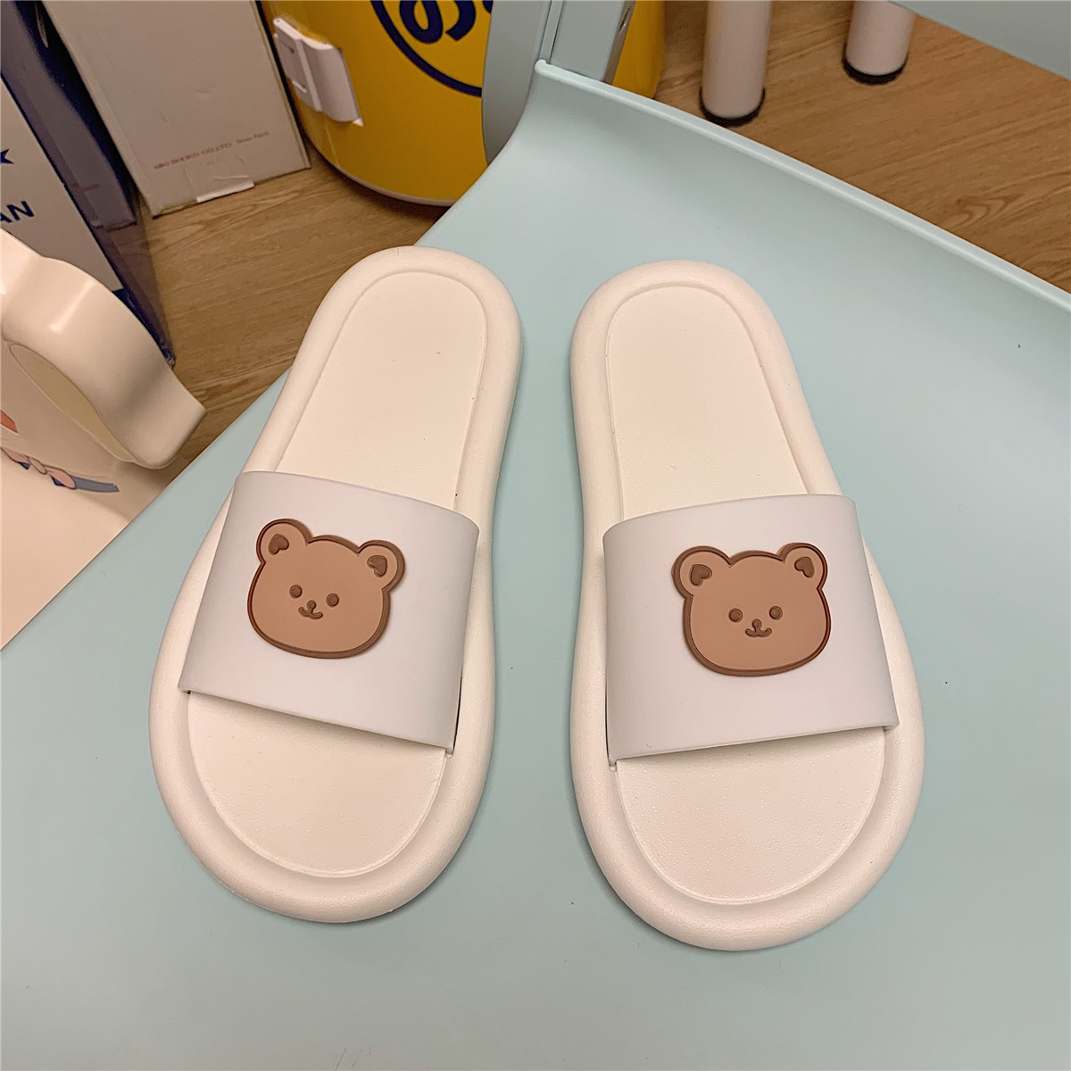 Korean-style ins Fashionable Cute Cartoon Flat-bottomed Indoor Women's Sandals and Slippers for Home Bathroom Bathing Slippers for Summer