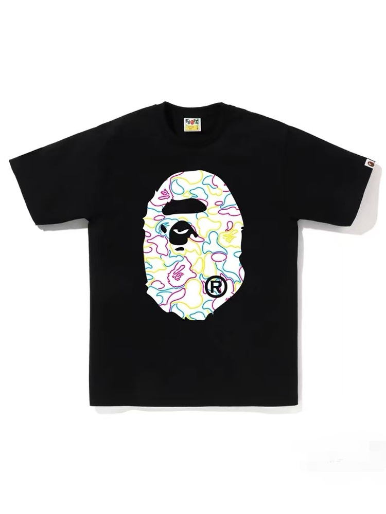 Tide brand cross-border bape head cotton cartoon short sleeve male and female student couples a generation of hair T-shirt jacket