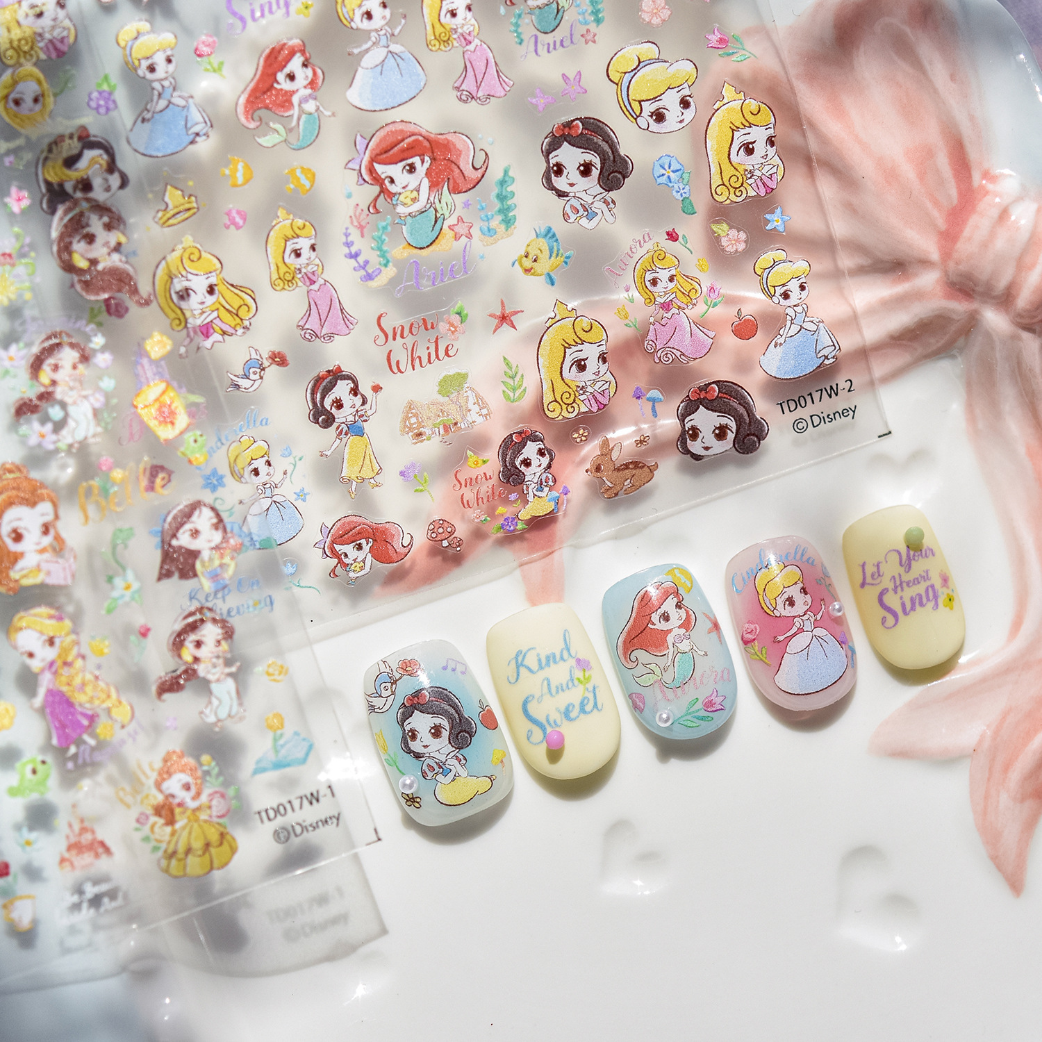 Disney Tomoni Manicure Thin Tough Stickers Ins Children Girls Snow White Accessories Guka Handbook Stickers