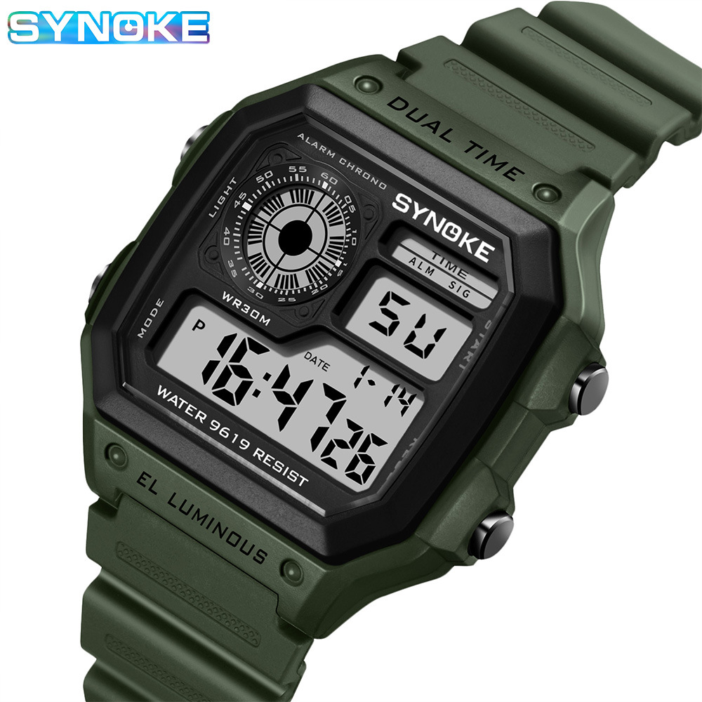 Factory goods SYNOKE light square classic student watch electronic watch luminous waterproof sports men's small square hand