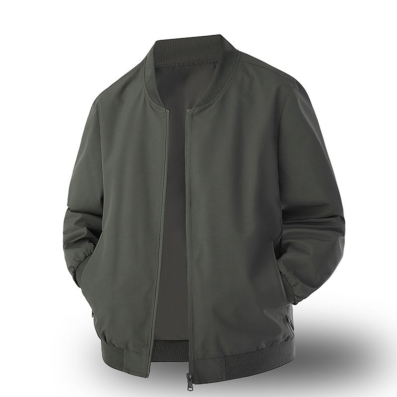 New Men's Jacket Spring and Autumn Thin Casual Jacket Dad's Loose Baseball Collar Men's Solid Color Top