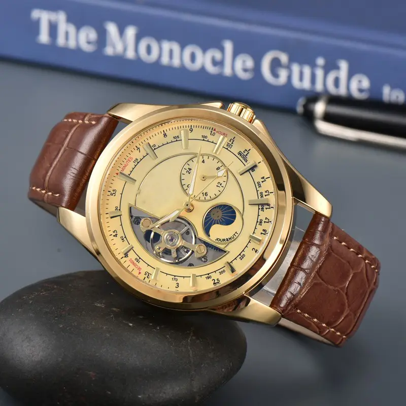 2023 new century fashion brand men's belt alloy machinery men's automatic flywheel watch manufacturers wholesale