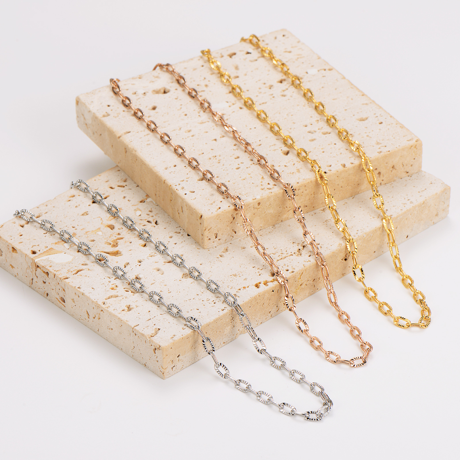 AML Stainless Steel Threaded Cross Chain Twist Chain Electroplated Stainless Steel Jewelry Twist Rope Necklace