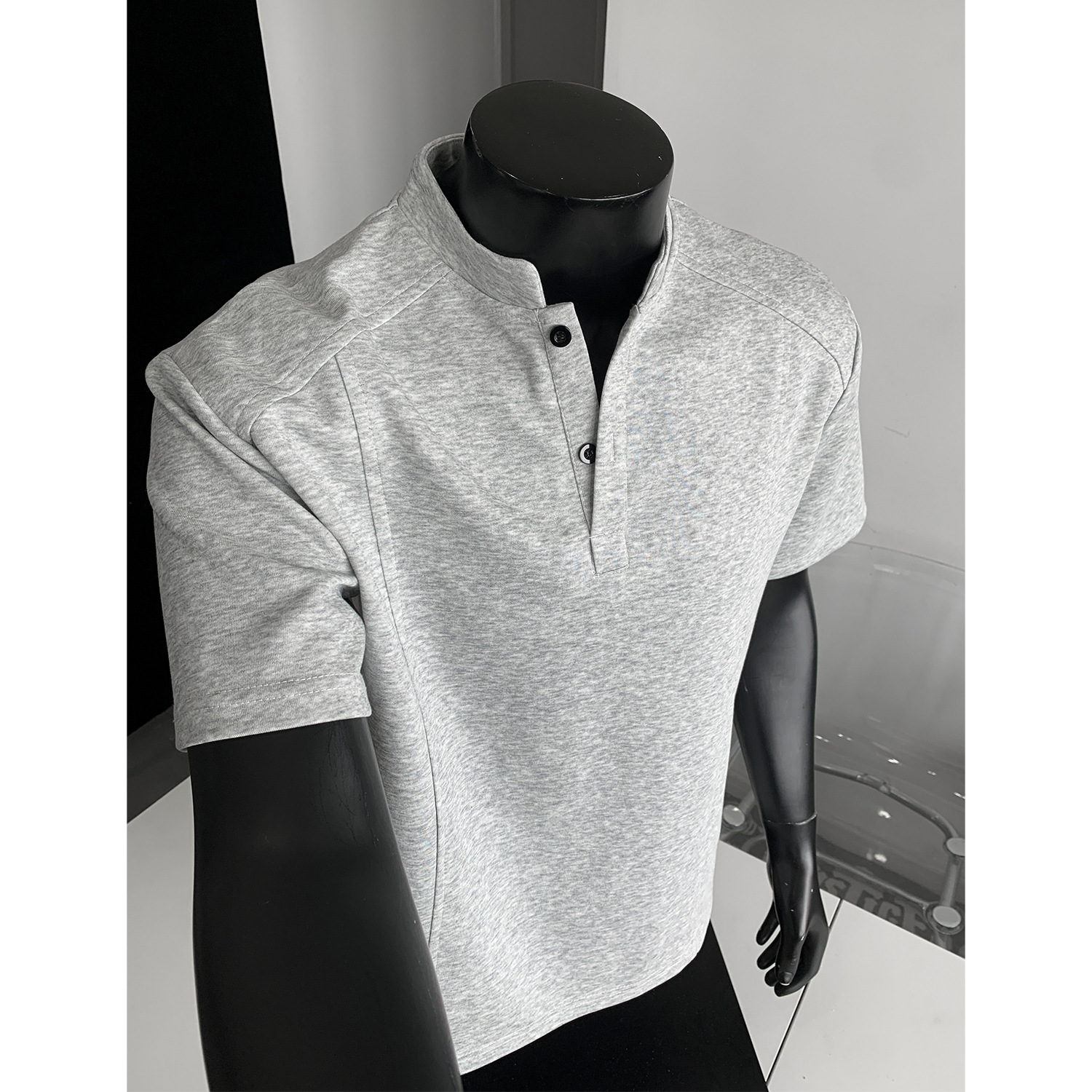 Men's T-Shirt 2026 New Versatile Youth Style Loose Henley Collar Short-Sleeve Summer Regular Shoulder T-Shirt for Men