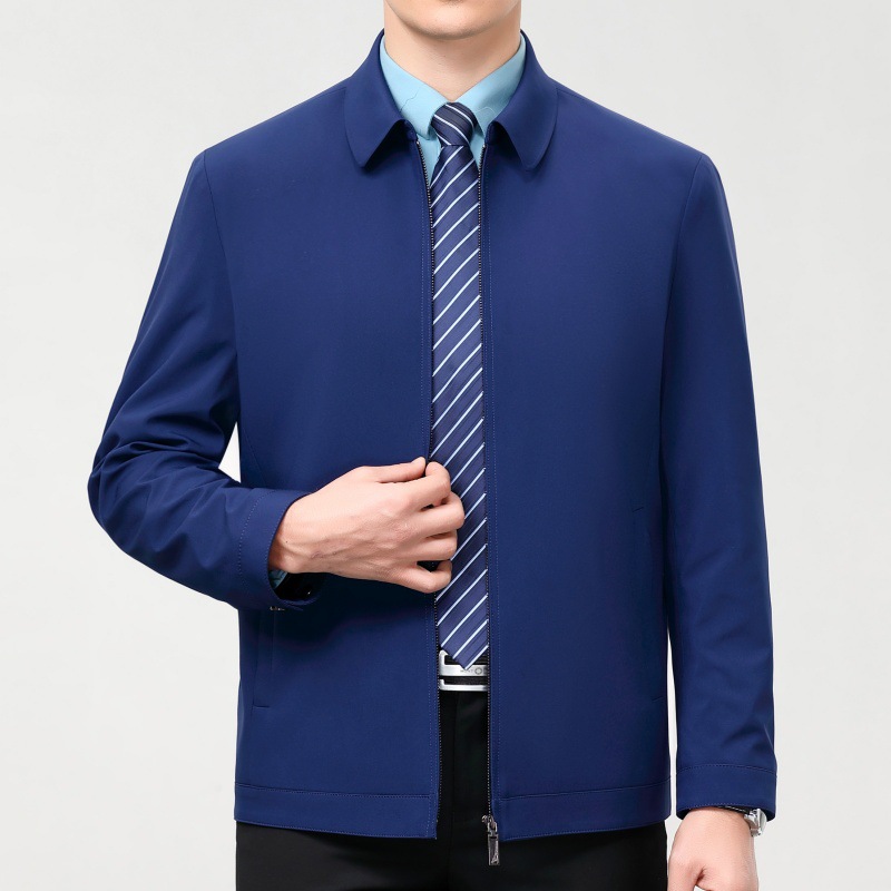 New Style Jacket for Spring and Autumn, Workwear for Middle-Aged Men, Business Casual Mulberry Silk Coat, Dad's Lapel Men's High-End Clothing