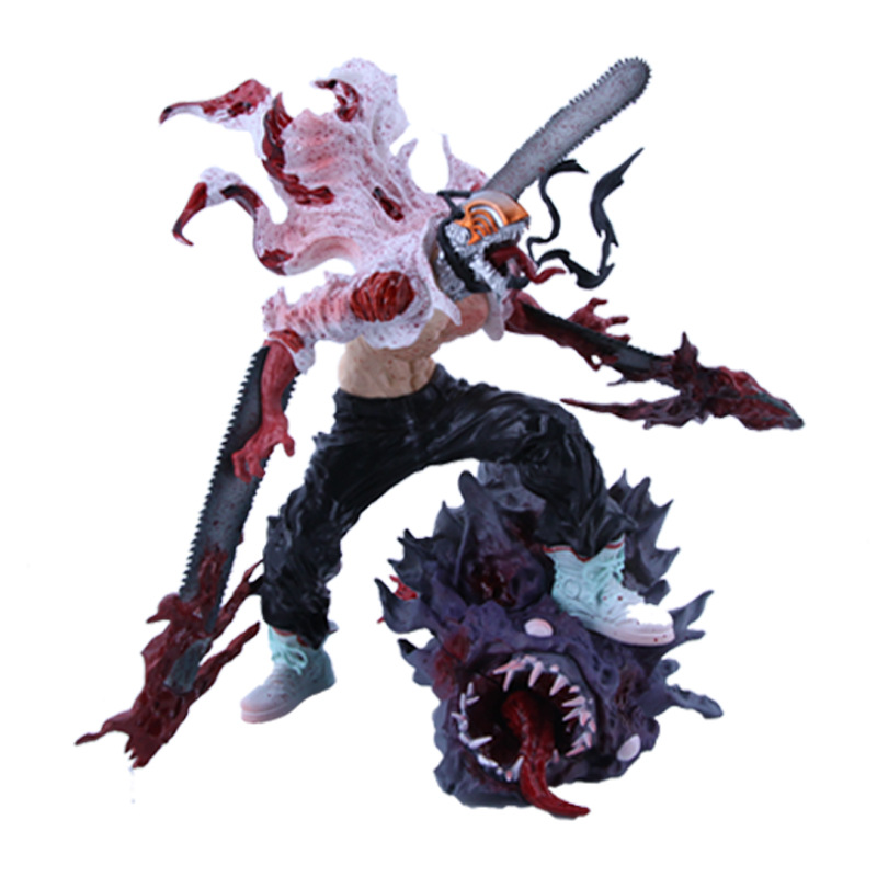 Cartoon Electric saw man hand-made boxed scene GK electric rage vs Bat Monster model decoration high quality version doll