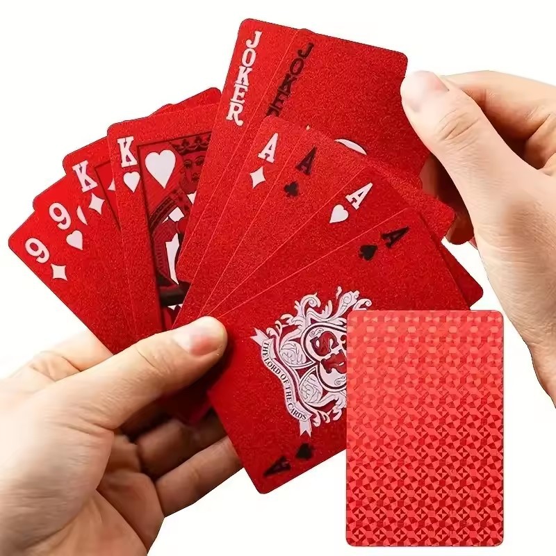 New Year's High-End Red Playing Cards, High-Quality Wedding Playing Cards, Pvc Waterproof and Anti-Folding Plastic Playing Cards