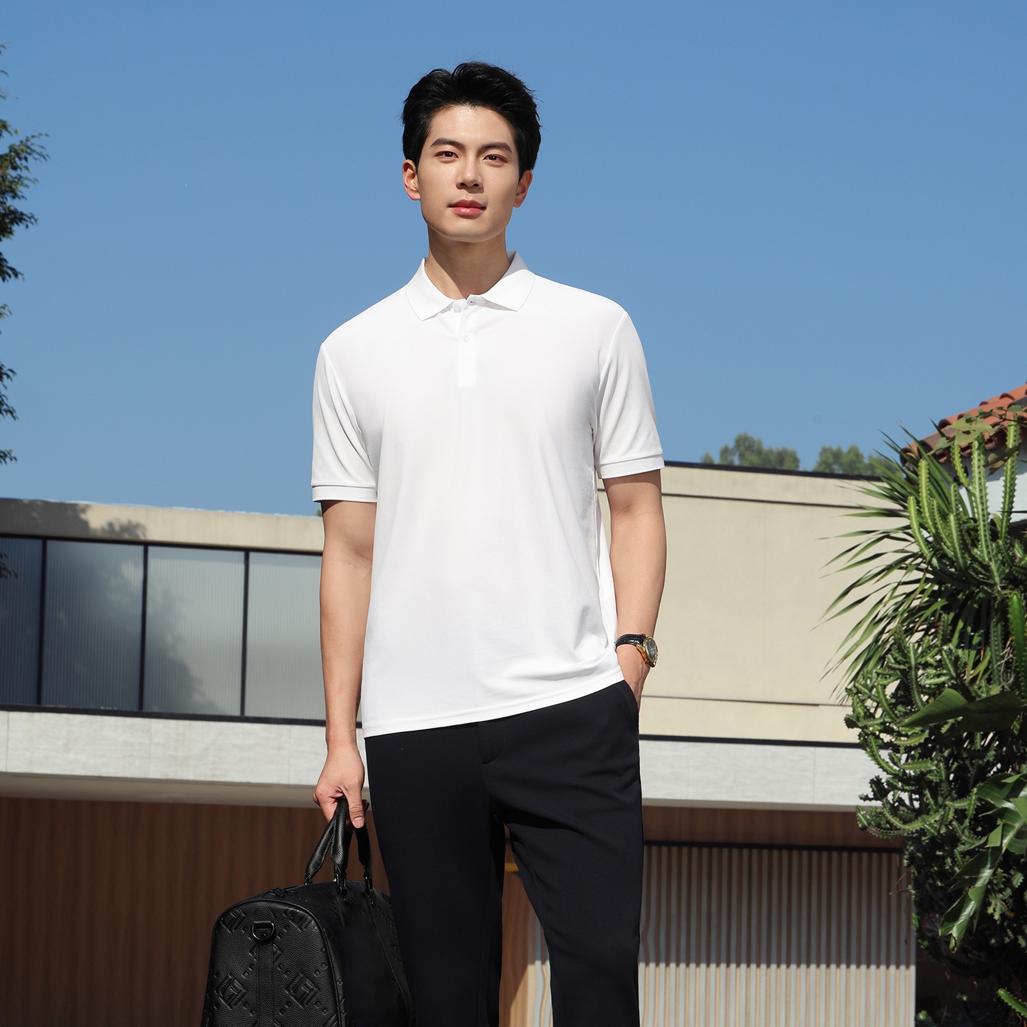 Summer Simple Style Polo Shirt, Fashionable Lapel Top, Short-Sleeved Workwear