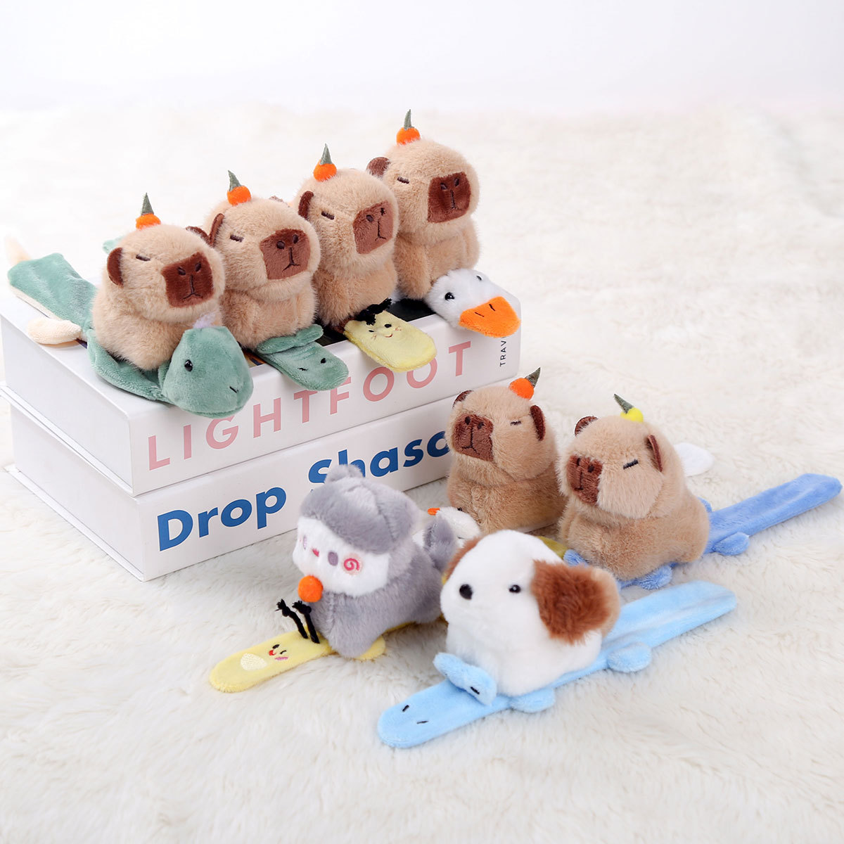 Kapibala Plush Doll Single Snap Ring Children's Comfort Doll Capybara Lie Ring Bracelet Gift Rag Doll