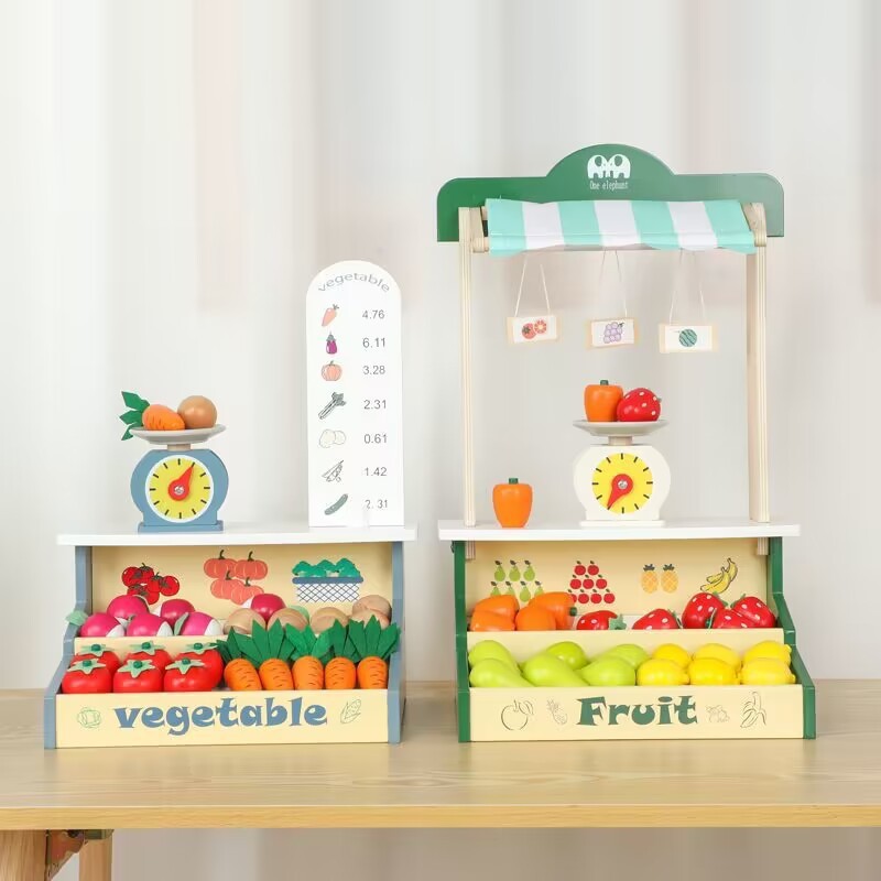 CPC Children's Wooden Fruit and Vegetable Simulation Stand Ice Cream Commissary Parent-Child Interactive Toys Wholesale