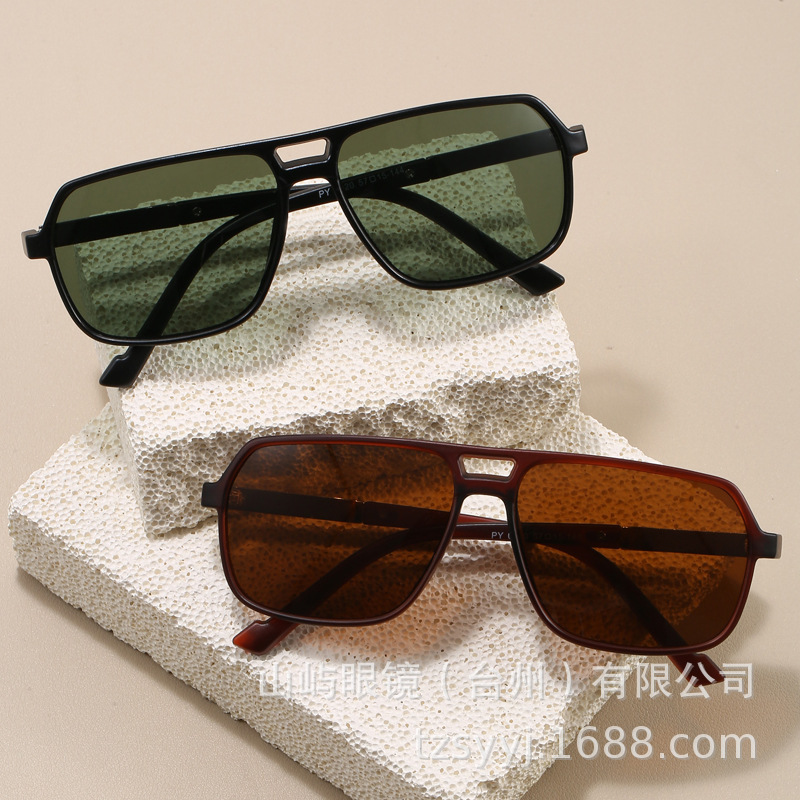 2025 New Pilot Polarized Sunglasses Fashion Trend Men's Toad Mirror Retro Large Frame Square Sunglasses