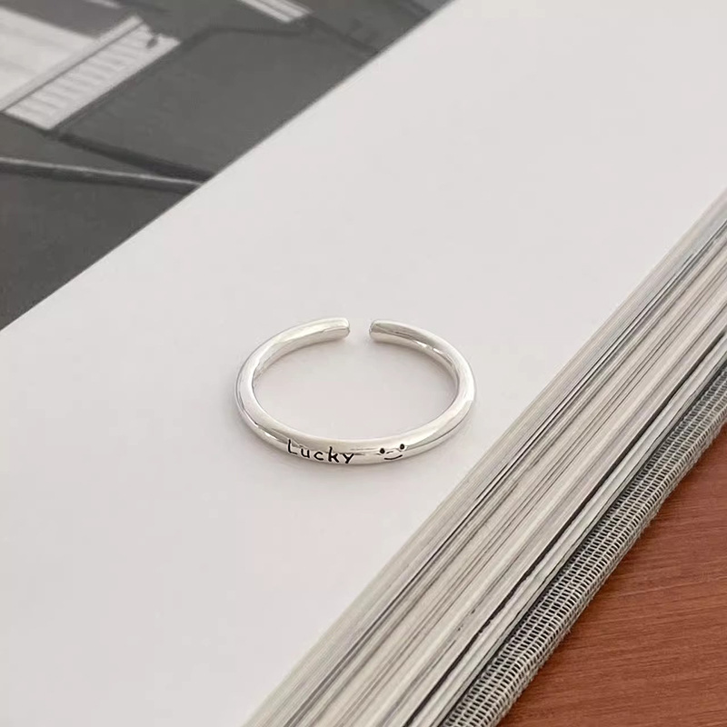 Lucky letter ring female light luxury ins cold style Korean Open index finger ring temperament commuter wholesale ring