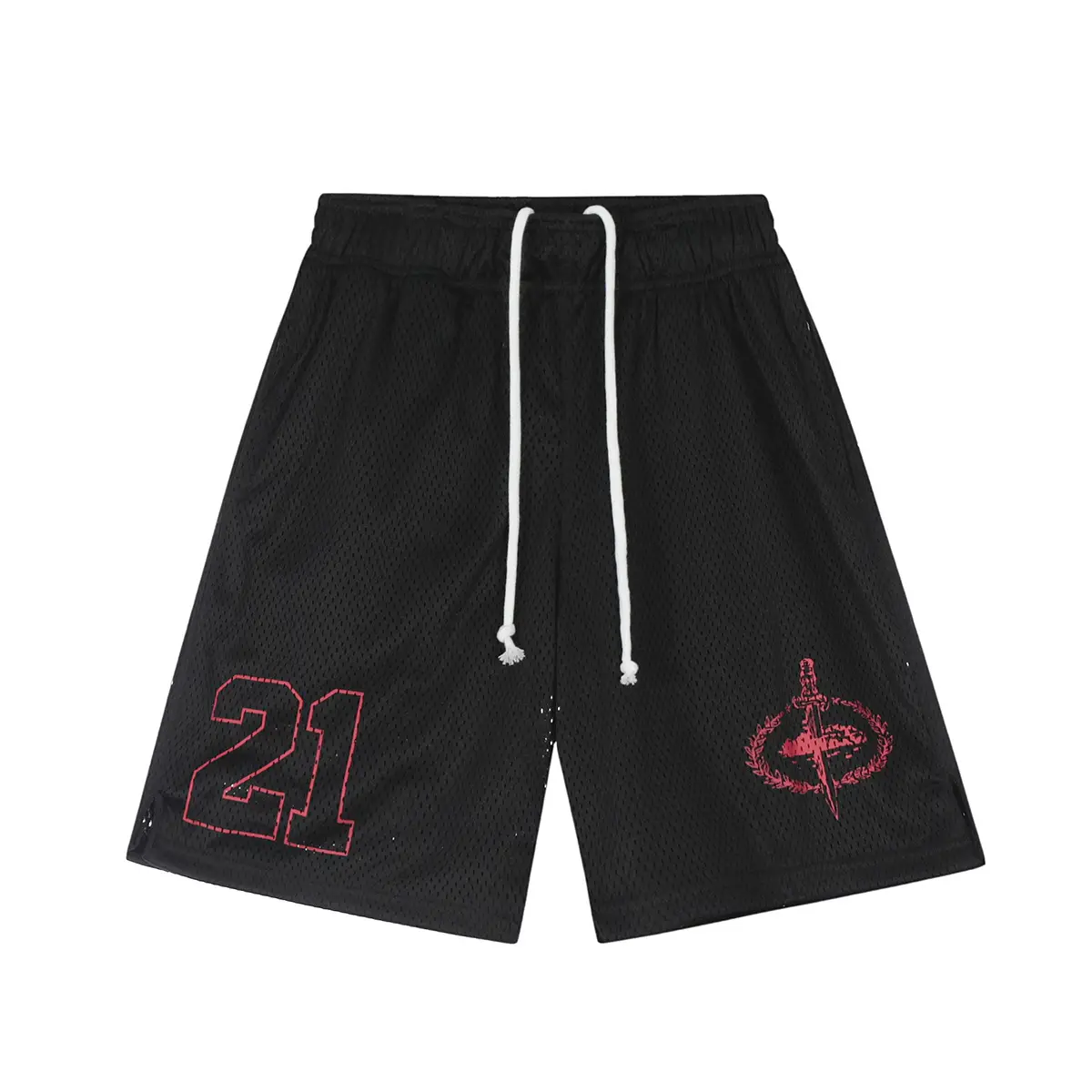 Retro Breathable Summer Drawstring Mesh Shorts Men's Wide-Leg Loose Casual Loose Shorts 2025