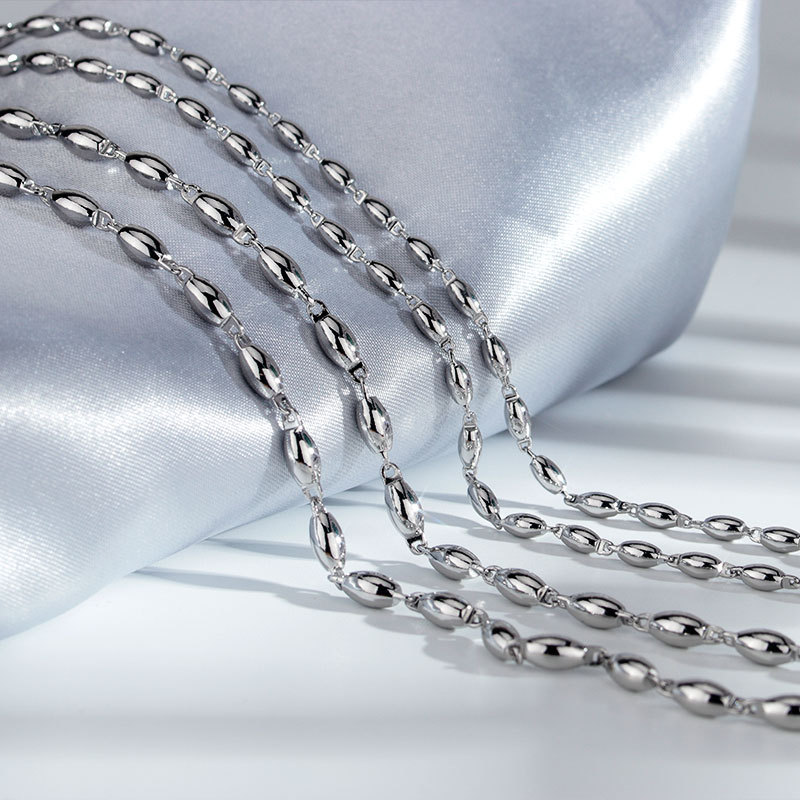 Glazed Olive Necklace for Men and Women Trendy Matching Chain Personalized Hip Hop Style Clavicle Chain Fashionable Simple Small Rice Bead Necklace