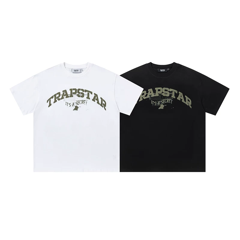 Arched Retro Pattern Letter Print Short Sleeves