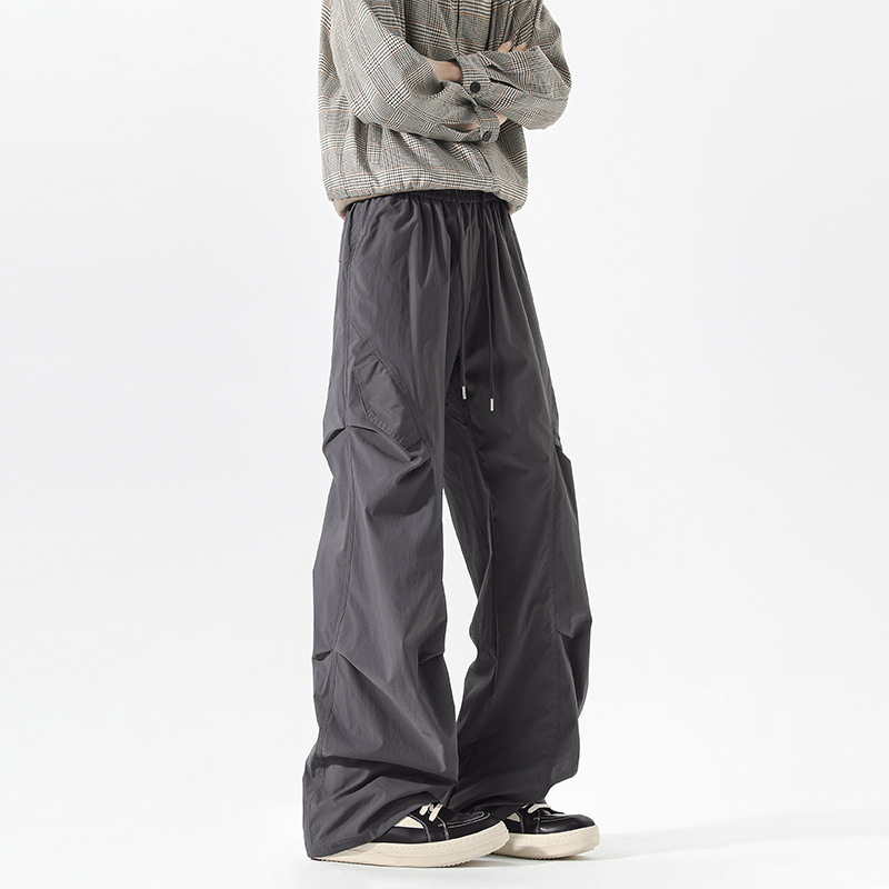 Outdoor Functional Wind Speed Dry Work Pants Men Spring Autumn Pleated Hiking Paratrooper Pants Trendy Brand Sports Casual Long Pants