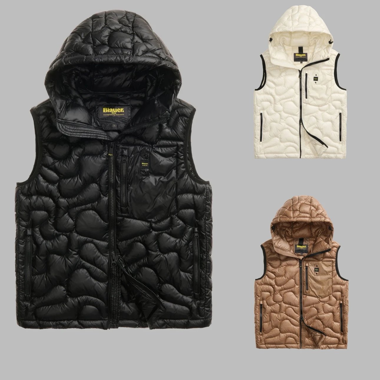 原3080元 三色 纯元 Blauer 25秋冬新款 男款 连帽 羽绒马甲
