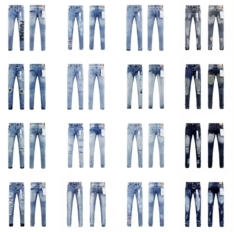 Foreign trade wholesale American high street tide brand pu small feet straight tube splash ink graffiti scraped holes tight jeans