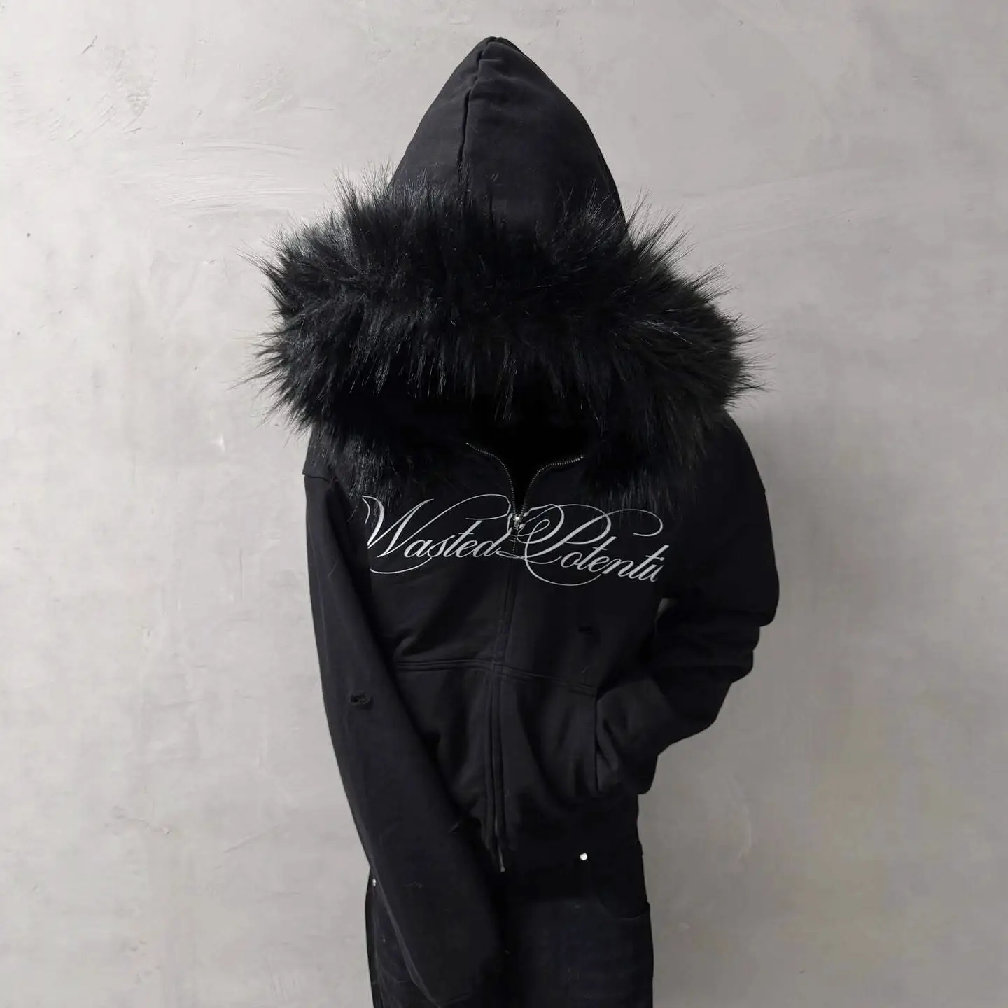 Y2K European and American Cross-Border Fashion Vintage Plush Hat Trendyy Design Creative and Novel Autumn and Winter Sweatshirt Ins