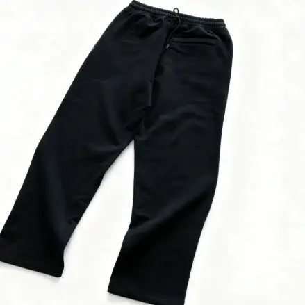 White Bottom Wave Reverse Hundred Million Embroidered Left Side Same Width Rope Two-Tone Straight Leg Long Pants 44112520