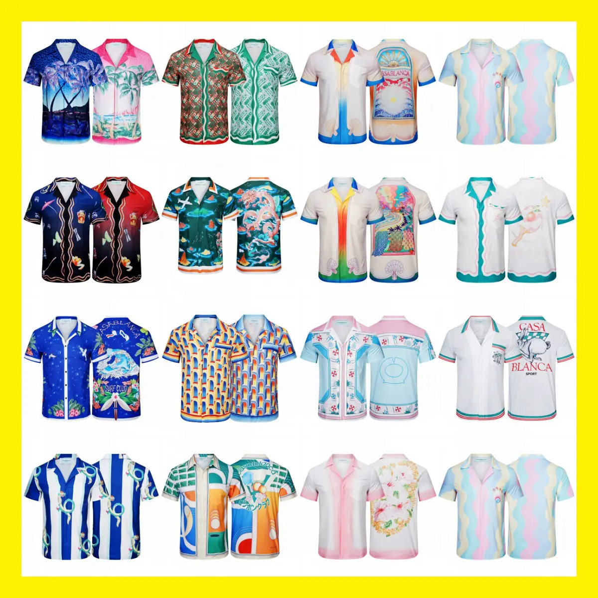 Casablanca Short Sleeve Shirt Hawaii Beach Seaside Holiday Travel Fashion Retro Flower Shirt Half Sleeve