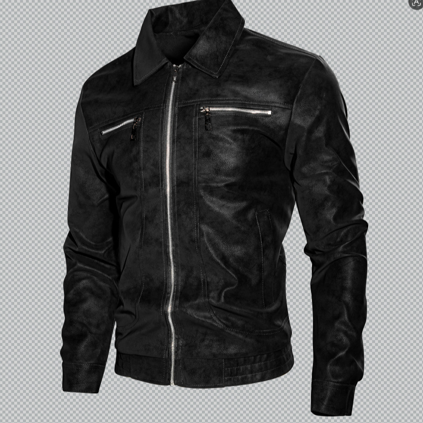 European and American Style Cross-Border Amazon Aliexpress Men's Trendy Pocket Motorcycle Leather Jacket Men's Leather Jacket